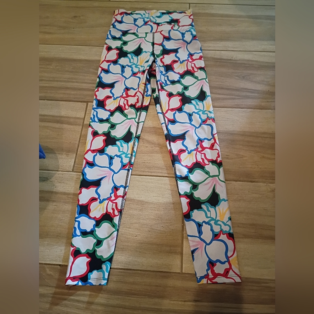 Beach Riot Tropical Floral Blue Red Green Leggings Yoga Fitness Pants M
